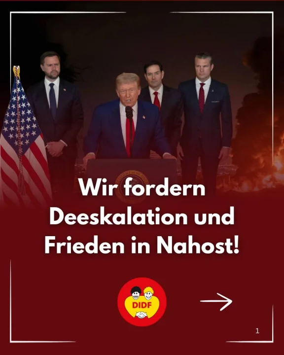 Wir fordern Deeskalation und Frieden in Nahost!